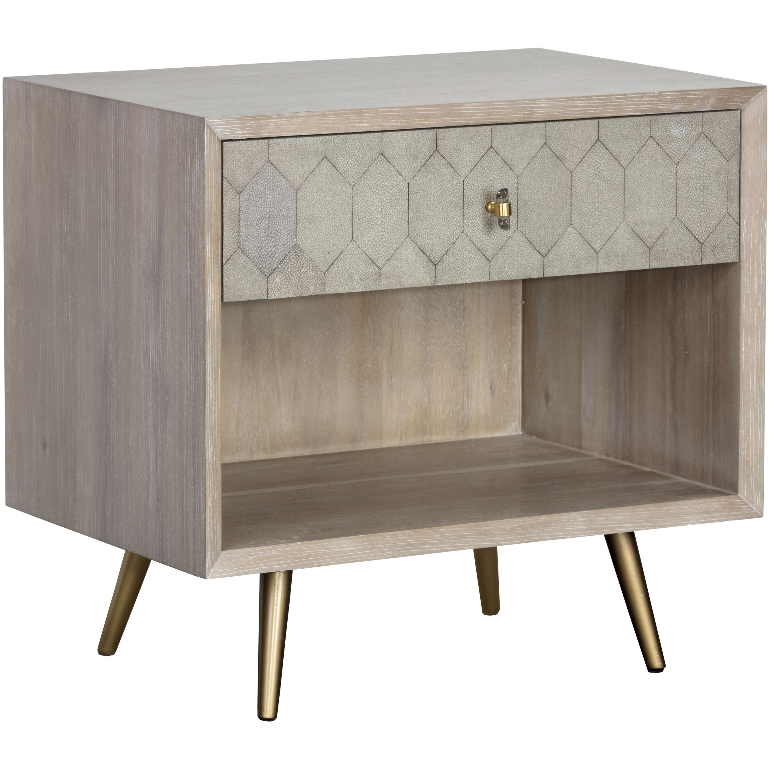 Aniston 28 X 26 inch White Ceruse / Taupe Shagreen Night Stand